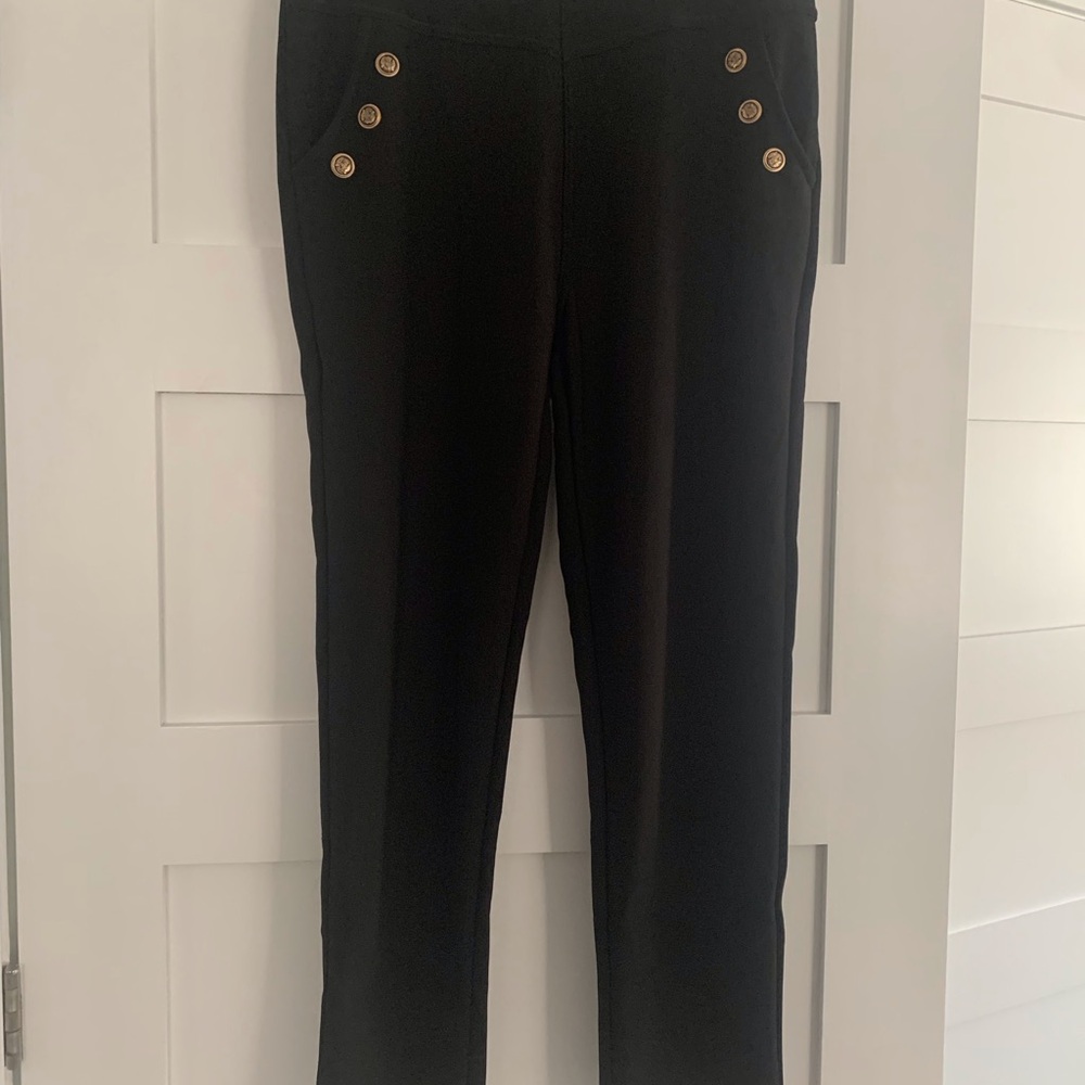 Black Pants with Gold Button Accents